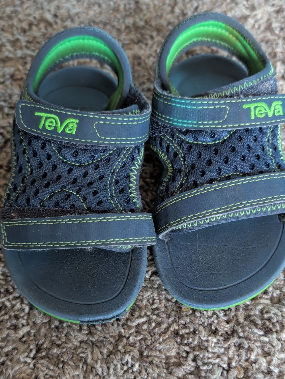 Teva Kids Navy and Neon Green Adjustable Sport Sandals
